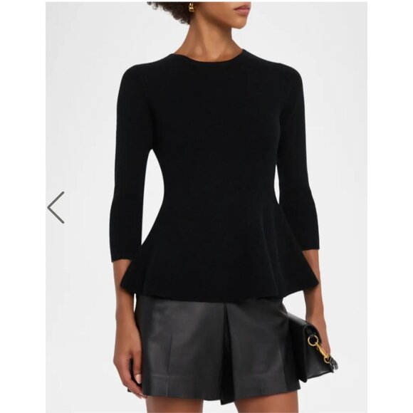 Neiman Marcus Sweaters - Neiman Marcus NWT Cashmere Collection Cashmere Peplum Sweater Black Medium